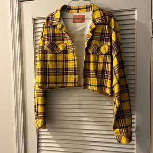 Yellow Plaid Cropped Jacket